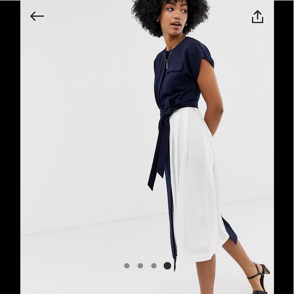 warehouse navy shirt dress